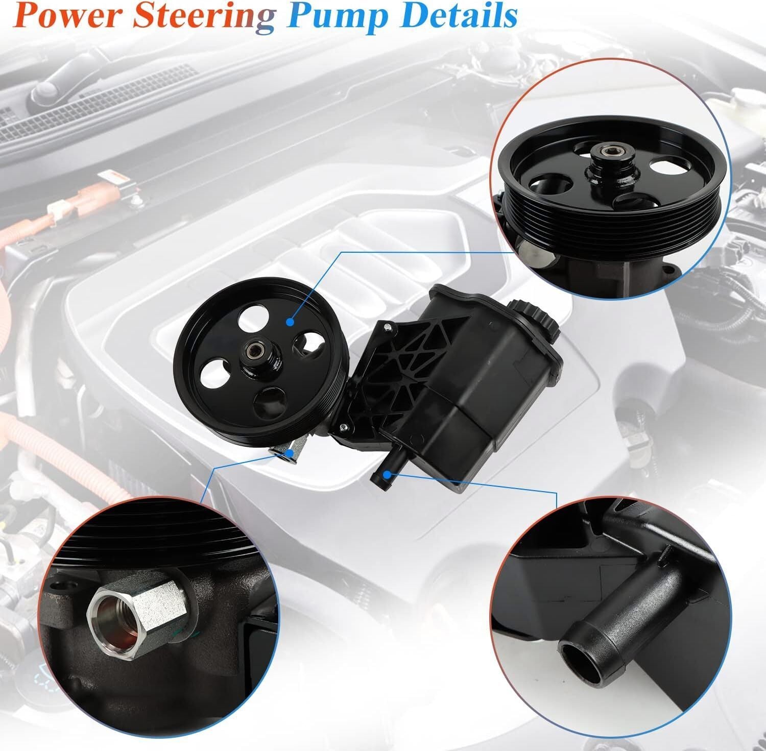 Power Steering Pump w/ Pulley & Reservoir for Dodge Ram 1500  Durango Chrysler