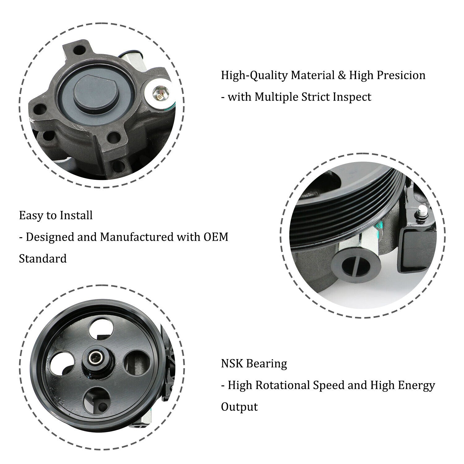 Power Steering Pump w/ Pulley & Reservoir for Dodge Ram 1500  Durango Chrysler