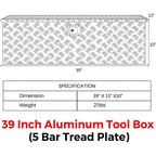 39 X 13 X 10 Truck Bed Tool Aluminum Heavy Duty for Pickup Truck Bed RV Trailer