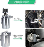 Oil Catch Can Kit Reservoir Polished Tank + Breather Filter Universal Aluminum S