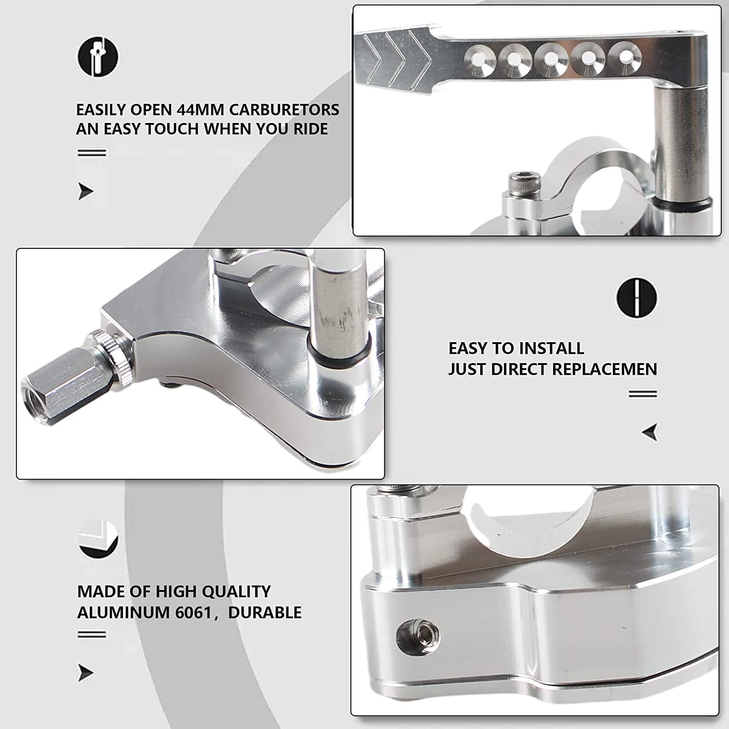 For TRX400EX TRX250R TRX 450R 300EX Honda SILVER Billet Thumb Throttle Assembly