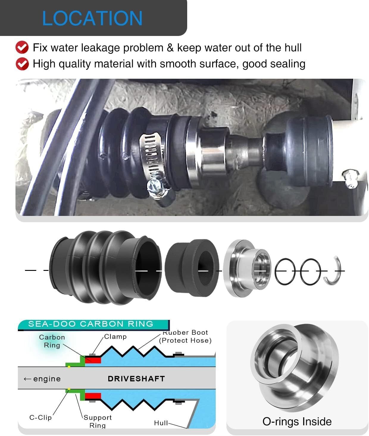 For Sea Doo Carbon Seal Drive Line Rebuild Repair & Boot All 717 720 787 800 951