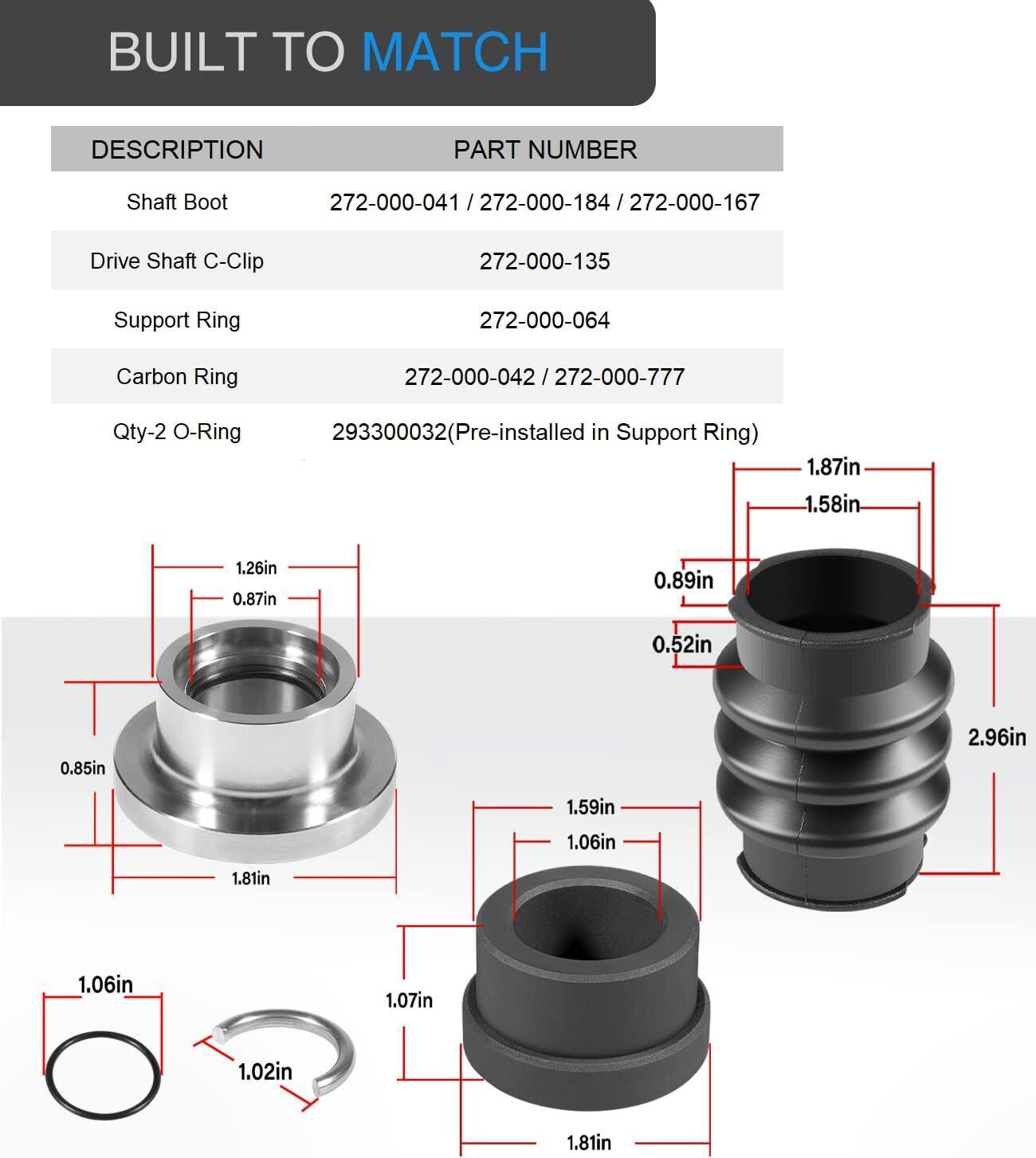 For Sea Doo Carbon Seal Drive Line Rebuild Repair & Boot All 717 720 787 800 951