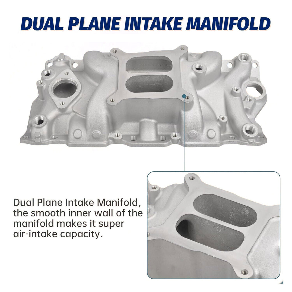 Aluminum Dual Plane Intake Manifold Fit for Chevy 350 1955-1995 Small Block