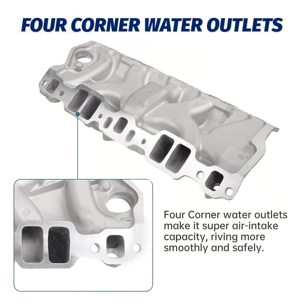 Aluminum Dual Plane Intake Manifold Fit for Chevy 350 1955-1995 Small Block