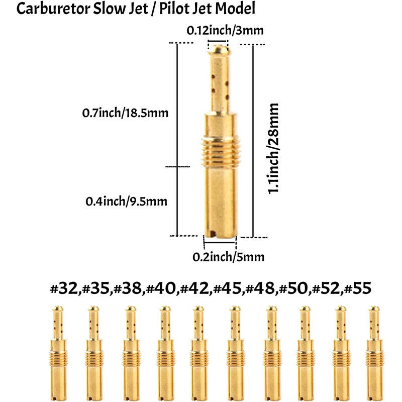 40pcs Carburetor Main Jet Slow Pilot Jet Kit for PWK Keihin OKO CVK Carb Gold