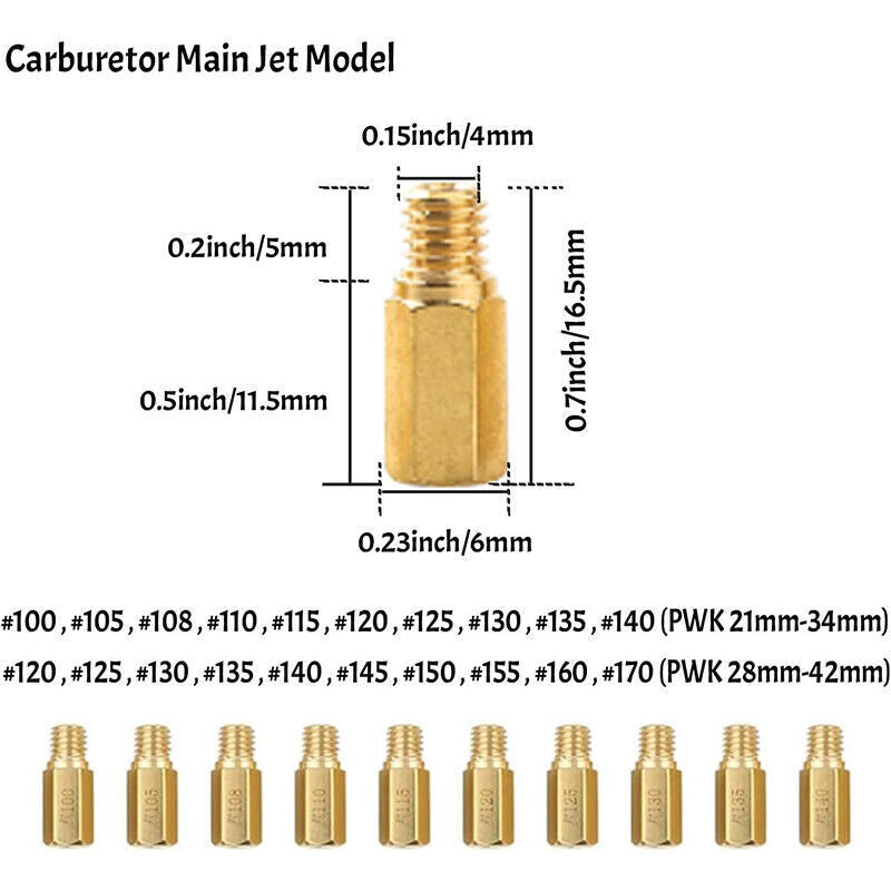 40pcs Carburetor Main Jet Slow Pilot Jet Kit for PWK Keihin OKO CVK Carb Gold