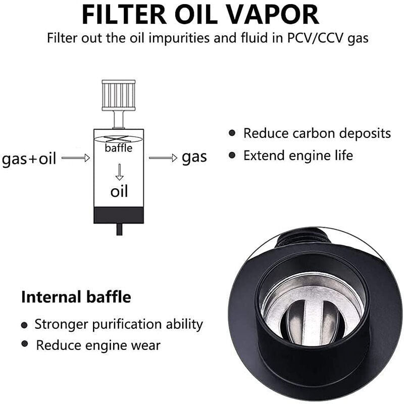 Universal Oil Catch Can Kit Reservoir Baffled Tank with Breather Filter Aluminum