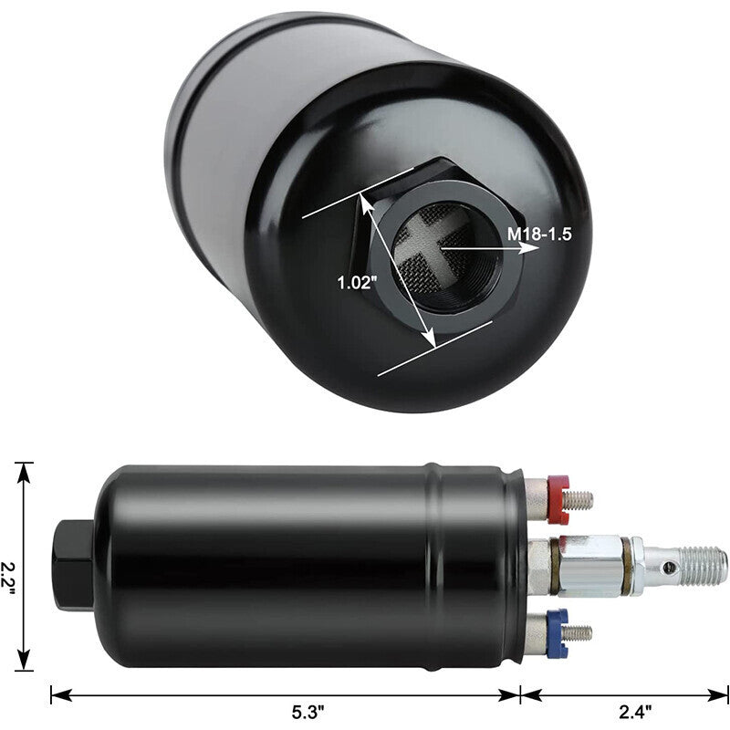 Universal External Fuel Pump 380LPH High Flow 0580254044 with Mounting Bracket