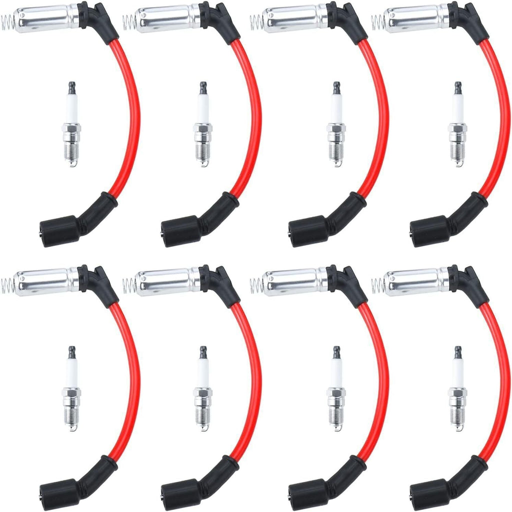 High Performance 8x Spark Plugs & 8x Wires Set for Chevy GMC 4.8L 5.3L 6.0L V8
