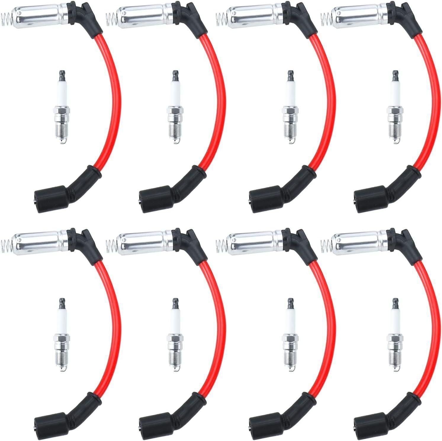 High Performance 8x Spark Plugs & 8x Wires Set for Chevy GMC 4.8L 5.3L 6.0L V8