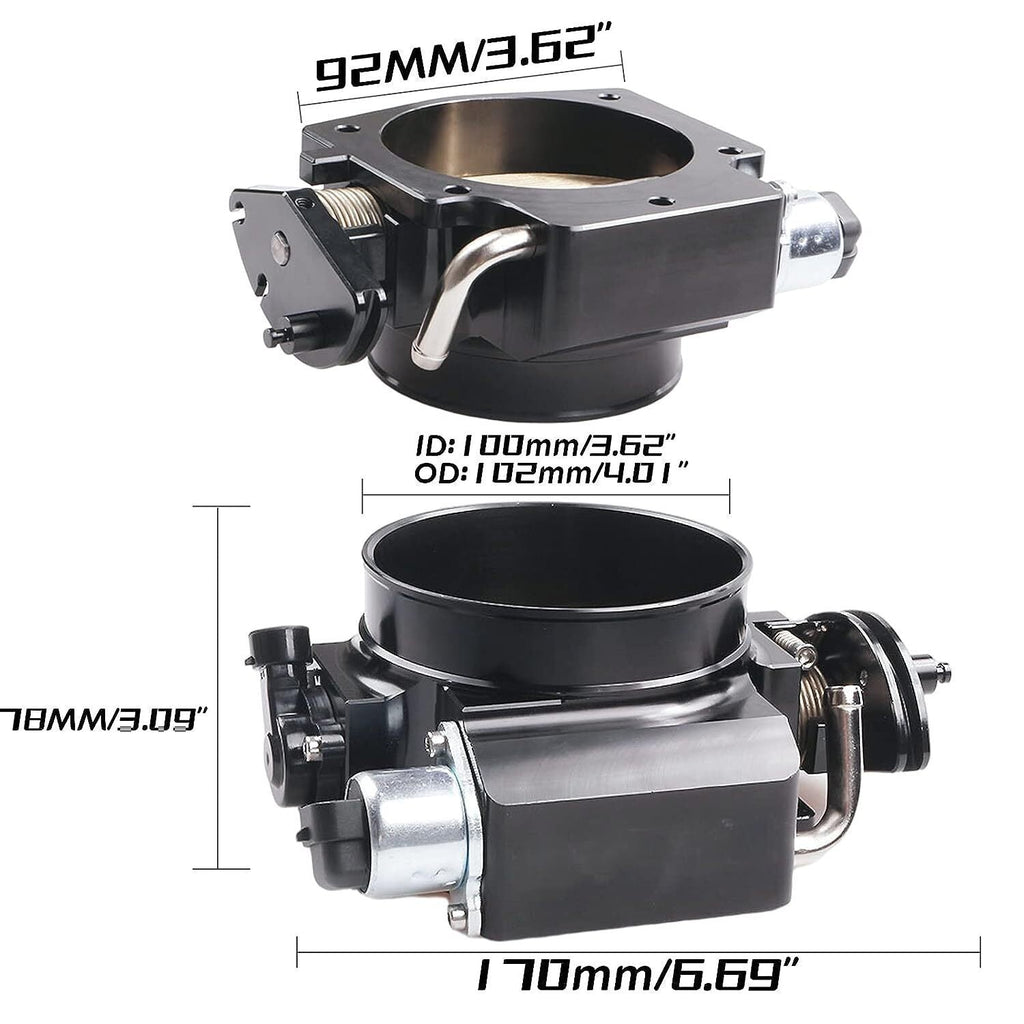 Black 92mm Throttle Body+TPS IAC Adapter Plate for Chevy GM III LSX LS LS1 LS2
