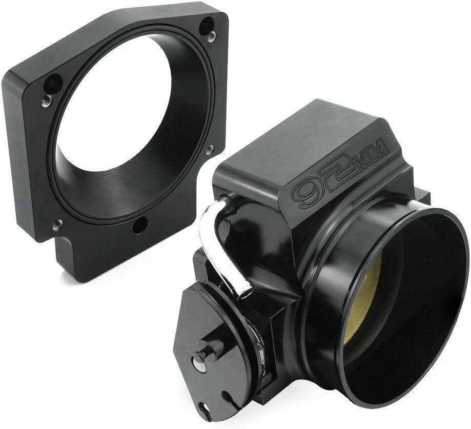 Black 92mm Throttle Body+TPS IAC Adapter Plate for Chevy GM III LSX LS LS1 LS2