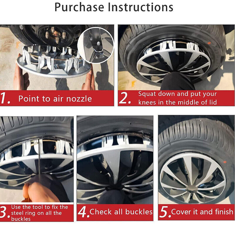4X 16" Inch Wheel Covers Snap On Full Hub Caps Fit for R16 Tire & Steel Rim