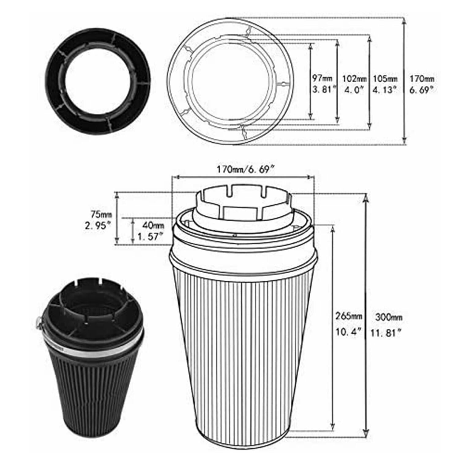 4" Inlet Truck Filter Air Dry High Flow Clamp-On Round Cone Air Intake Kit