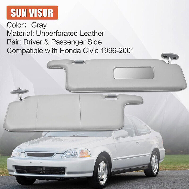 2pcs Interior Sun Visor Gray For 1996-2001 Honda Civic LHD CX DX EX EXR Sunvisor