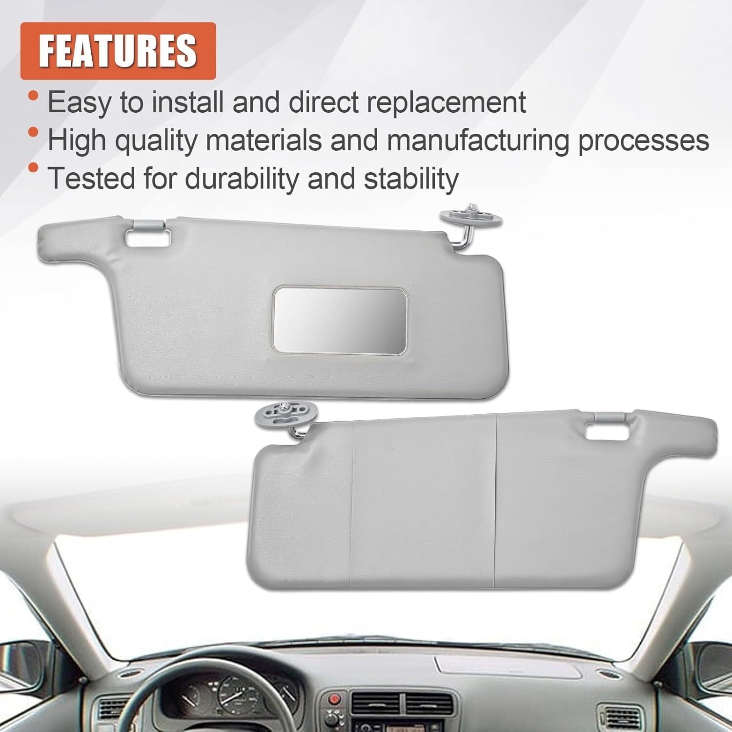 2pcs Interior Sun Visor Gray For 1996-2001 Honda Civic LHD CX DX EX EXR Sunvisor