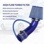 3" Cold Air Intake Pipe Universal Induction Kit Aluminum Hose With Filter Blue
