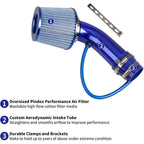 3" Cold Air Intake Pipe Universal Induction Kit Aluminum Hose With Filter Blue