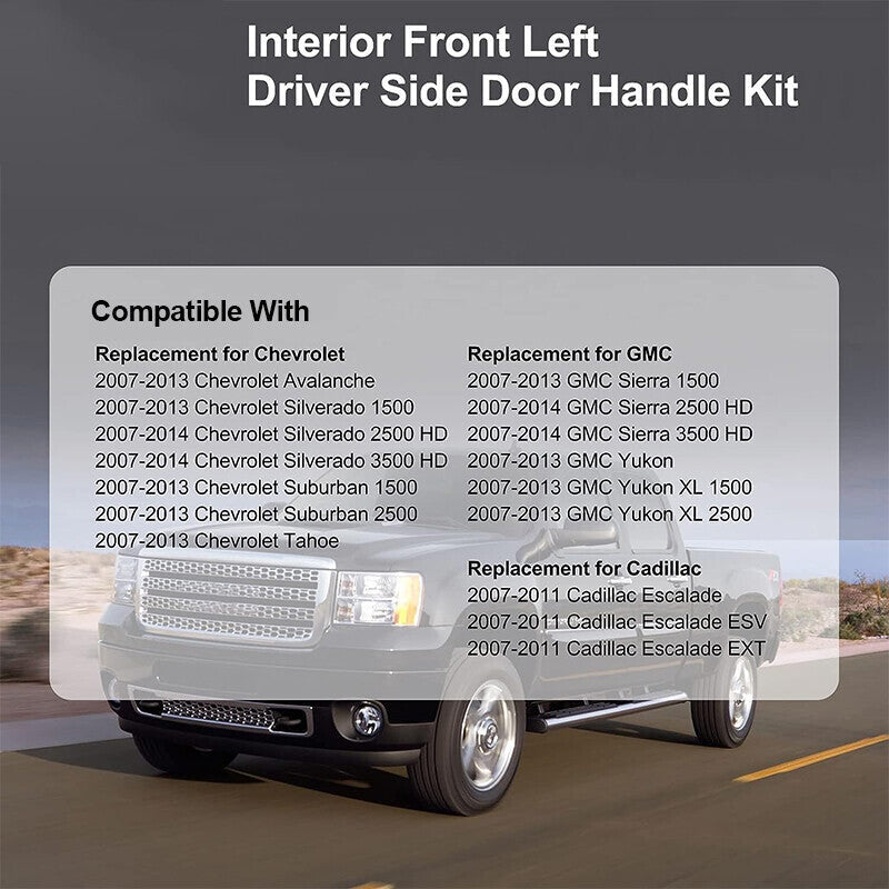 Front Left Interior Door Handle Kit for 2007-2014 GM Trucks SUVs