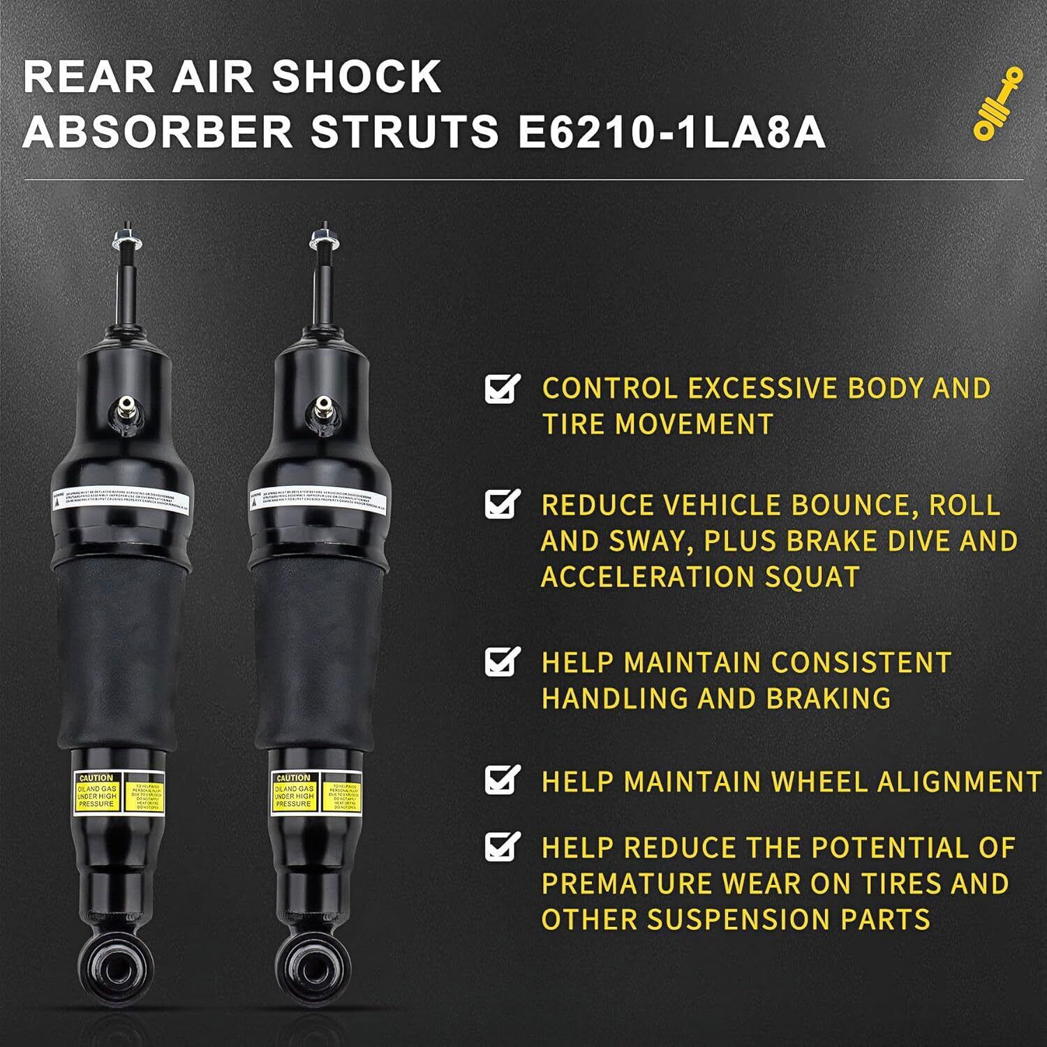 2PCS Rear Air Suspension Shock Struts For 2011-2021 Infiniti QX56 QX80 Armada