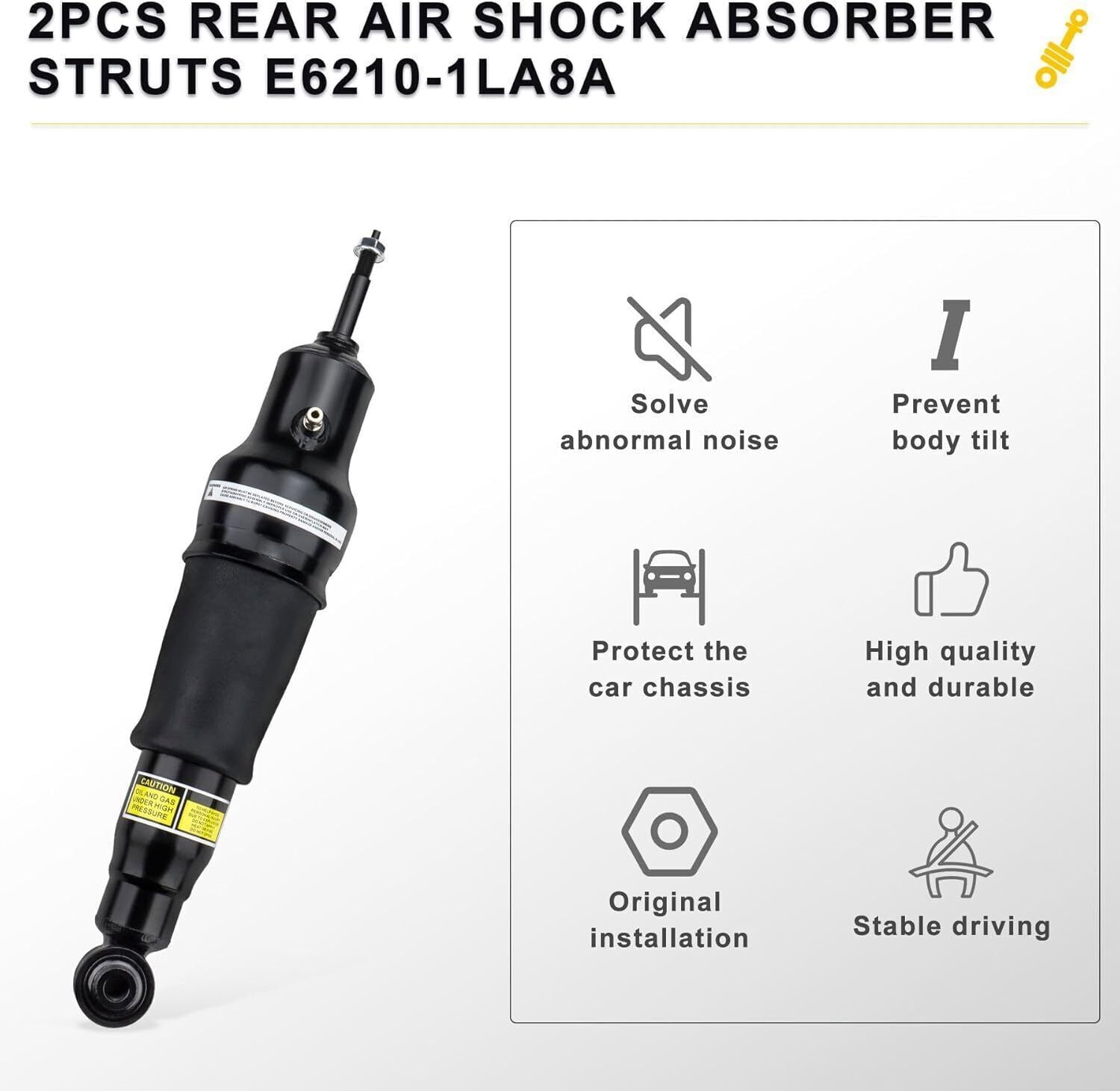 2PCS Rear Air Suspension Shock Struts For 2011-2021 Infiniti QX56 QX80 Armada