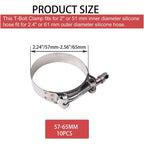 2" T-BOLT CLAMP SILICONE STAINLESS STEEL HOSE TURBO INTAKE INTERCOOLER 4PCS