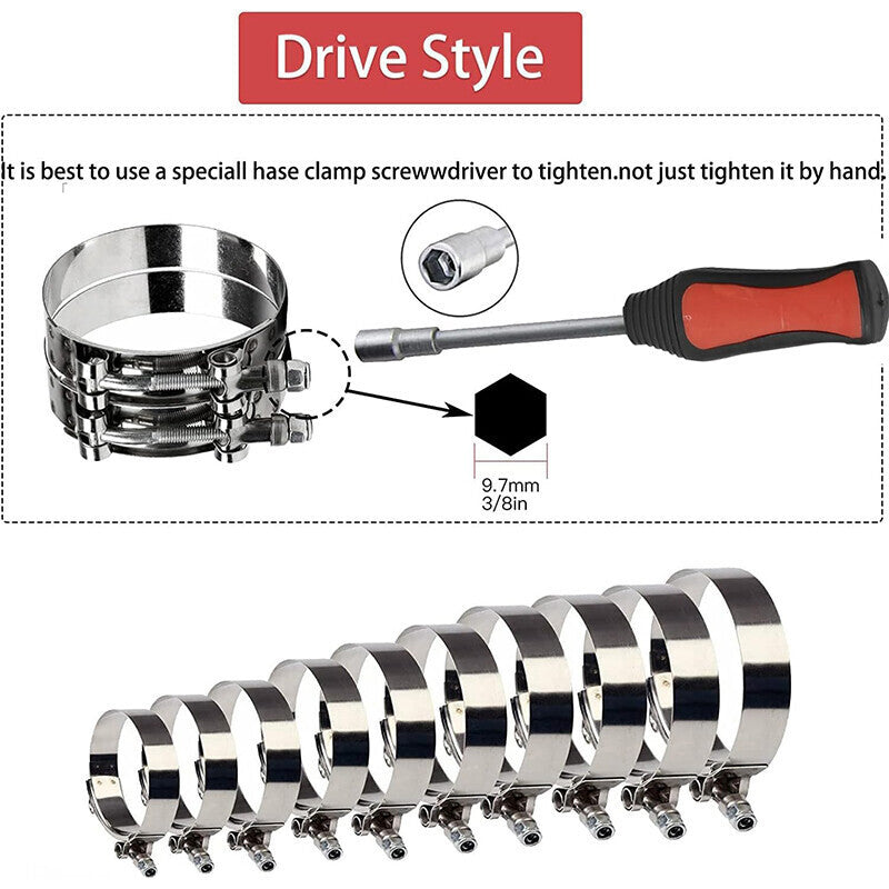2" T-BOLT CLAMP SILICONE STAINLESS STEEL HOSE TURBO INTAKE INTERCOOLER 4PCS