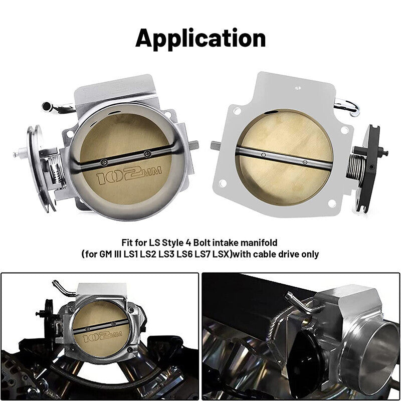 102mm Throttle Body +TPS IAC + Throttle Cable Bracket For LS1 LS2 LS3 LS6 Sliver