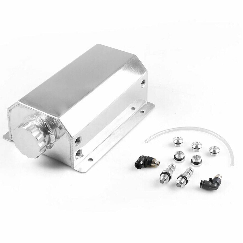 2L Polished Aluminum Coolant Radiator Overflow Reservoir Expansion Water Tank