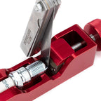Engine Spark Plug Gap Gapper Tool with 32 Blades Measuring Tool Metric SAE Red