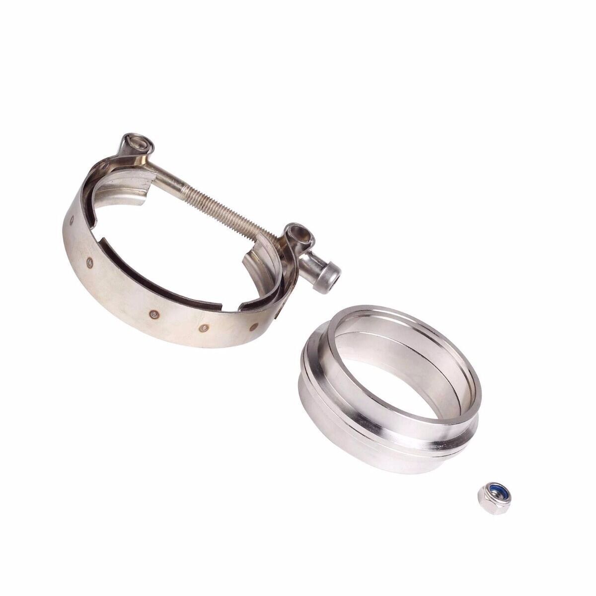 4PCS 3 Inch V Band Clamp Kit Male Female Flange Polished Steel Turbo Exhaust 3"