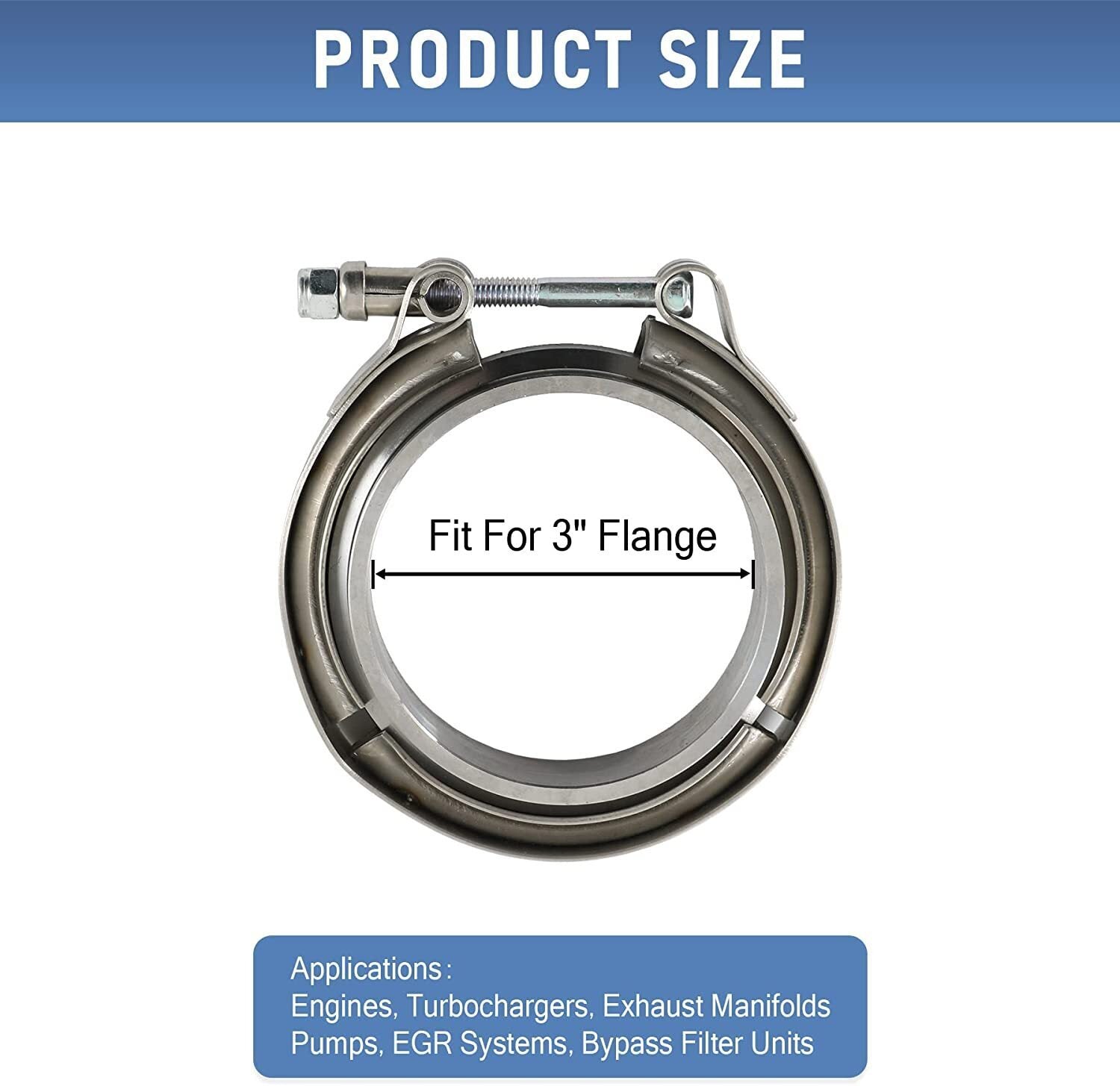 4PCS 3 Inch V Band Clamp Kit Male Female Flange Polished Steel Turbo Exhaust 3"