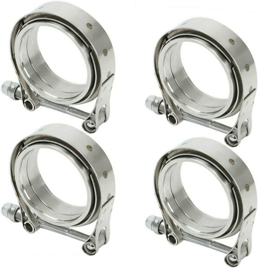 4PCS 3 Inch V Band Clamp Kit Male Female Flange Polished Steel Turbo Exhaust 3"