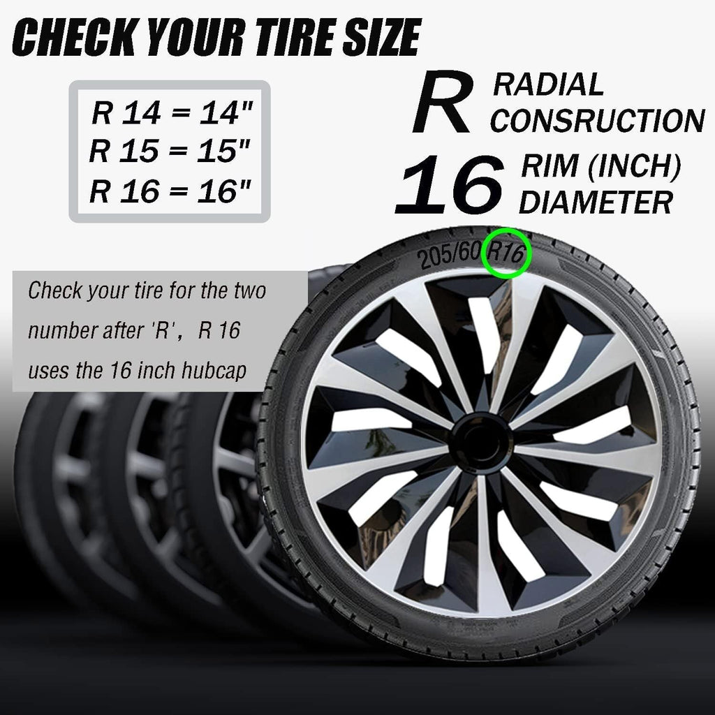 NEW 16" Set of 4 Snap On Full Hub Caps Wheel Covers for R16 Tire & Steel Rim US