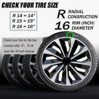 NEW 16" Set of 4 Snap On Full Hub Caps Wheel Covers for R16 Tire & Steel Rim US
