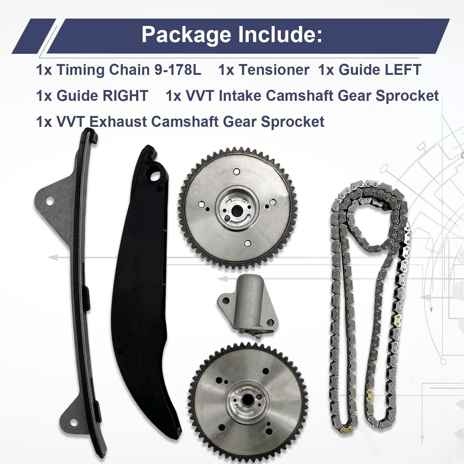 Timing Chain Kit w/ VVT Camshaft Gear for Hyundai Elantra Kona 2.0L 2017-2021