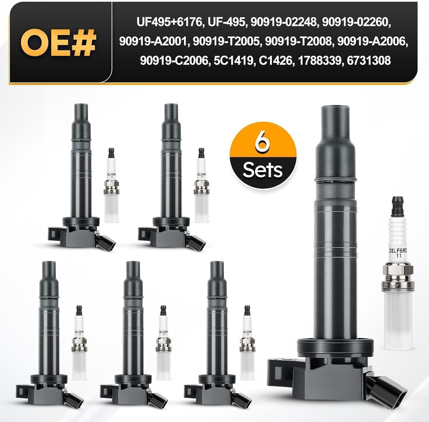 6 Ignition Coil & Iridium Spark Plug Set Fit For ToyotaTacoma 4Runner 4.0L UF495