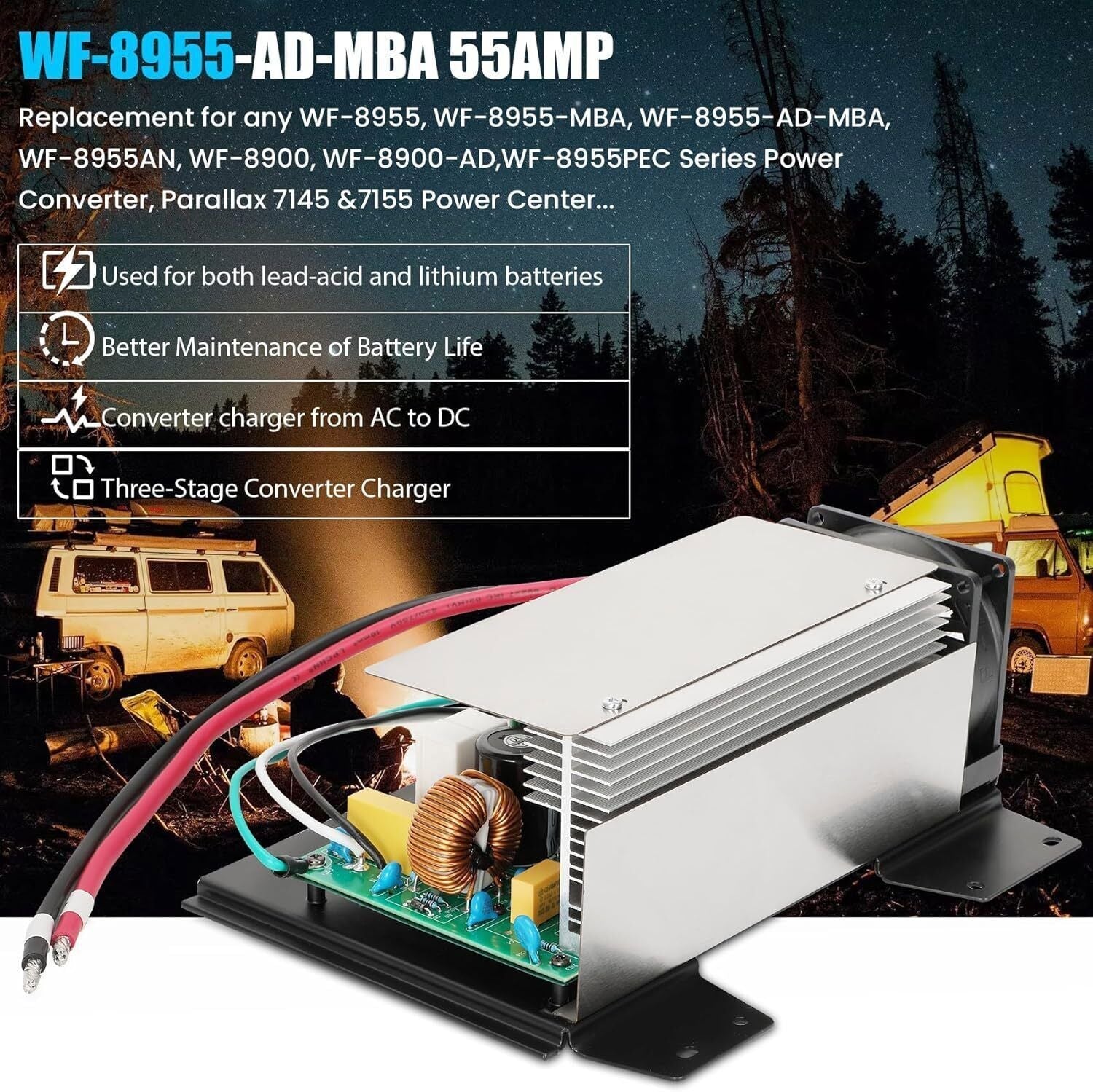 For RV WF-8955-AD-MBA 55Amp Converter 12VDC Main Board Assembly Replacement Unit