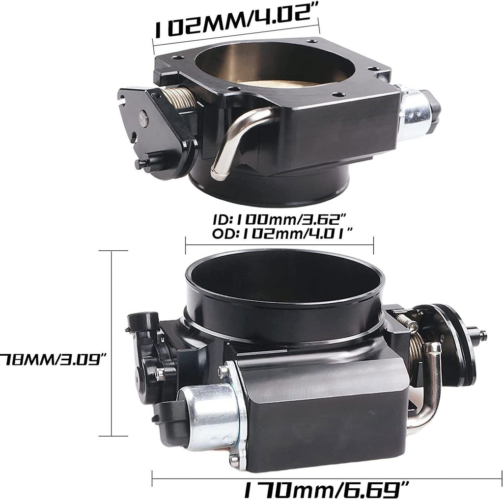 102mm 4 Bolt Throttle Body + TPS IAC+Throttle Cable Kit For GM Gen III LS1 LS2