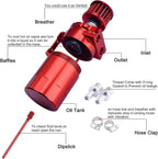 Oil Catch Can Kit Reservoir Tank Engine Red Polish Baffled Universal Aluminum