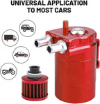 Oil Catch Can Kit Reservoir Tank Engine Red Polish Baffled Universal Aluminum
