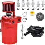 Oil Catch Can Kit Reservoir Tank Engine Red Polish Baffled Universal Aluminum