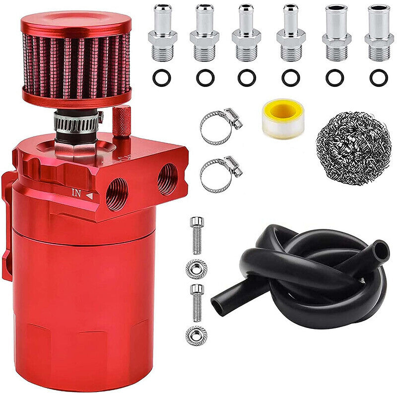 Oil Catch Can Kit Reservoir Tank Engine Red Polish Baffled Universal Aluminum