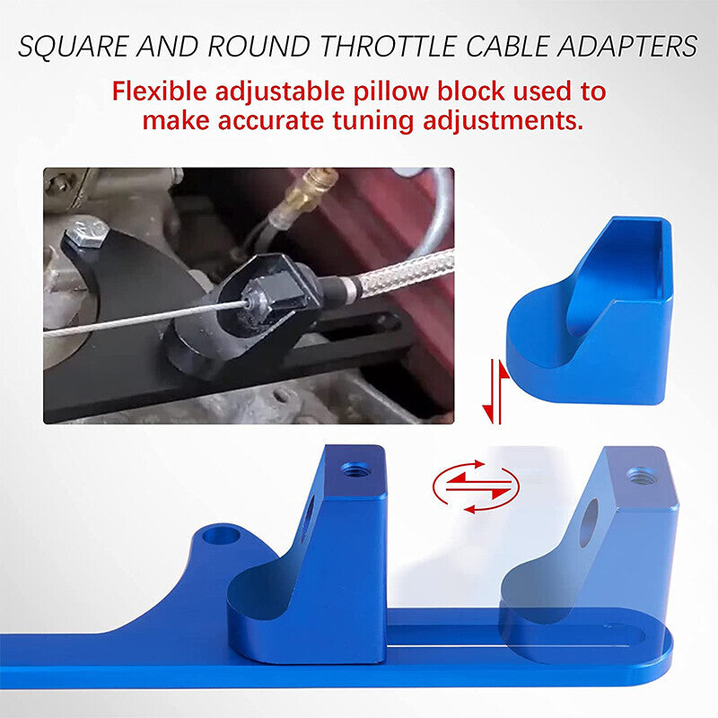 Throttle Body Cable Bracket Adjustable Blue For 4150 4160 Series 283 305 307 327