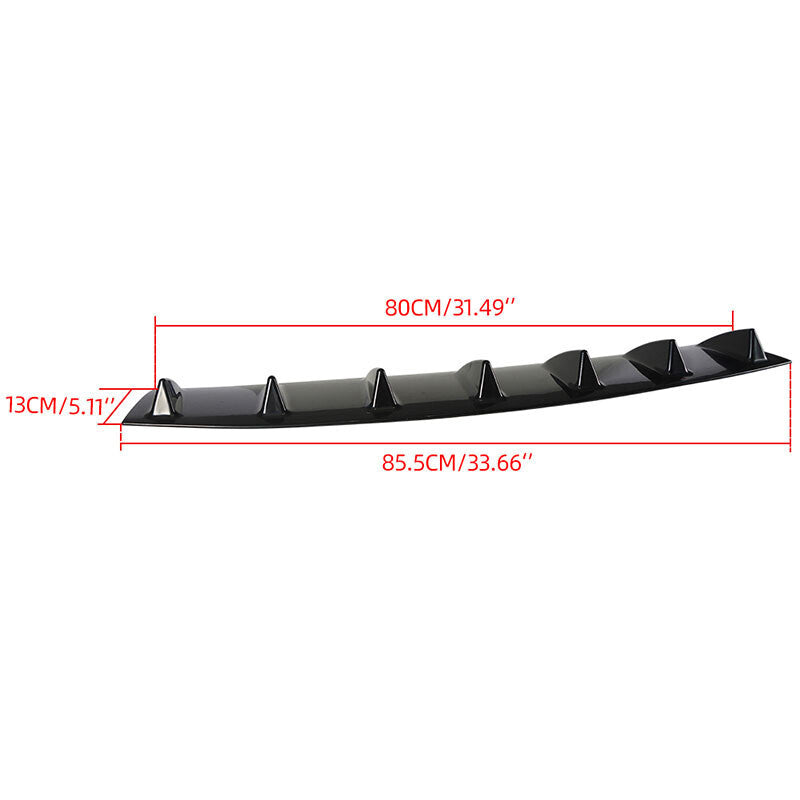 Shark Fin 7 Wing Lip Diffuser Rear Bumper Chassis 33" Black ABS Universal