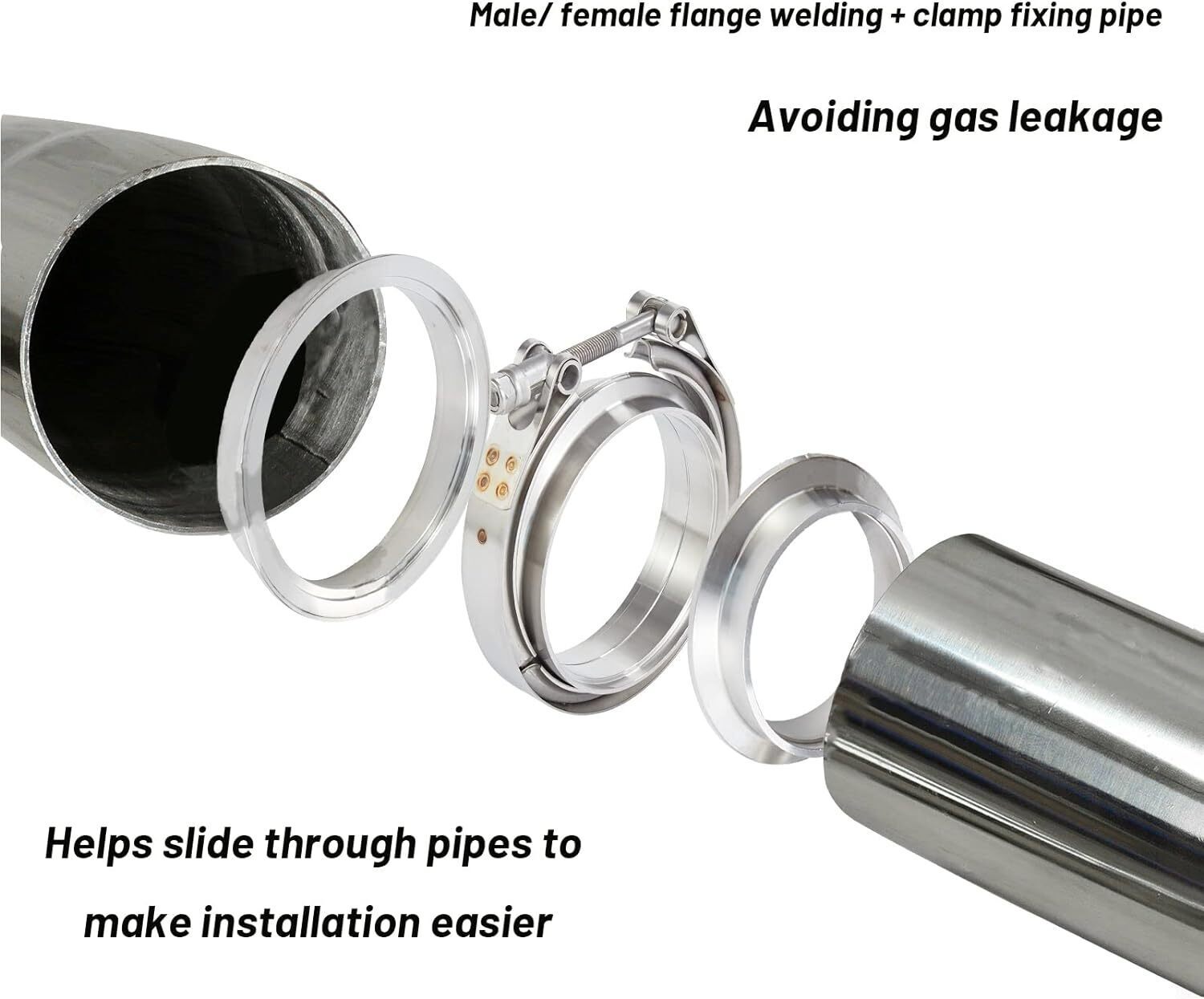 4PCS 3.5" Steel V-Band Bolt Clamp Kit Male/Female for Turbo Vband NEW