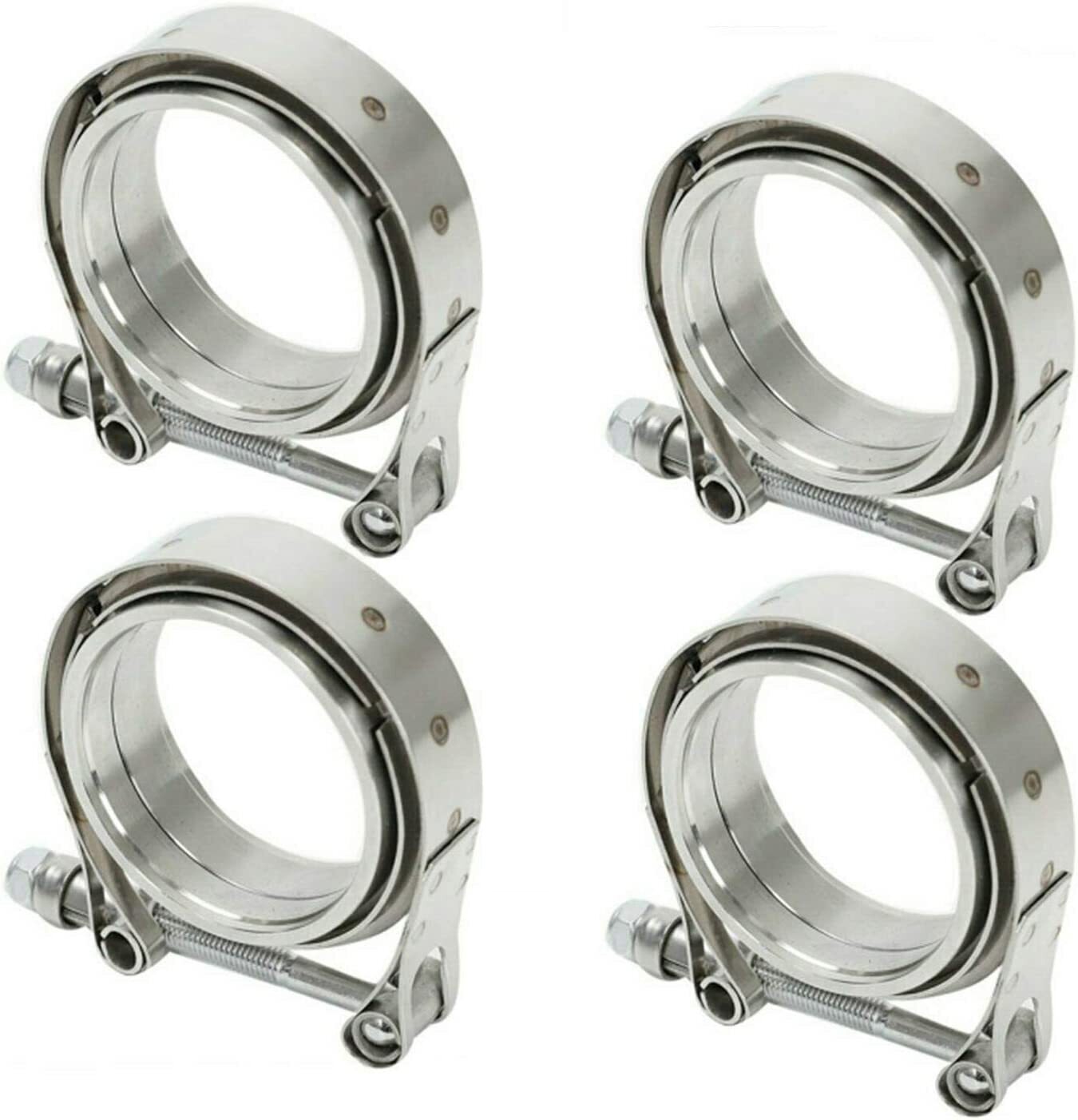 3" V-Band Flange&Clamp Kit Male/Female With Ridge Exhaust Steel X4 PCS