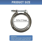 3" V-Band Flange&Clamp Kit Male/Female With Ridge Exhaust Steel X4 PCS