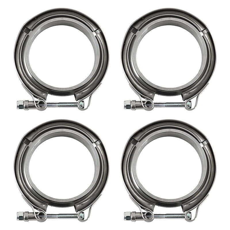 3" V-Band Flange&Clamp Kit Male/Female With Ridge Exhaust Steel X4 PCS